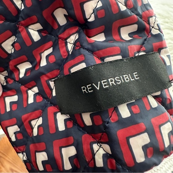 Talbots Reversible Quilted Jacket XS – Navy & Red Geometric Print - Picture 6 of 16